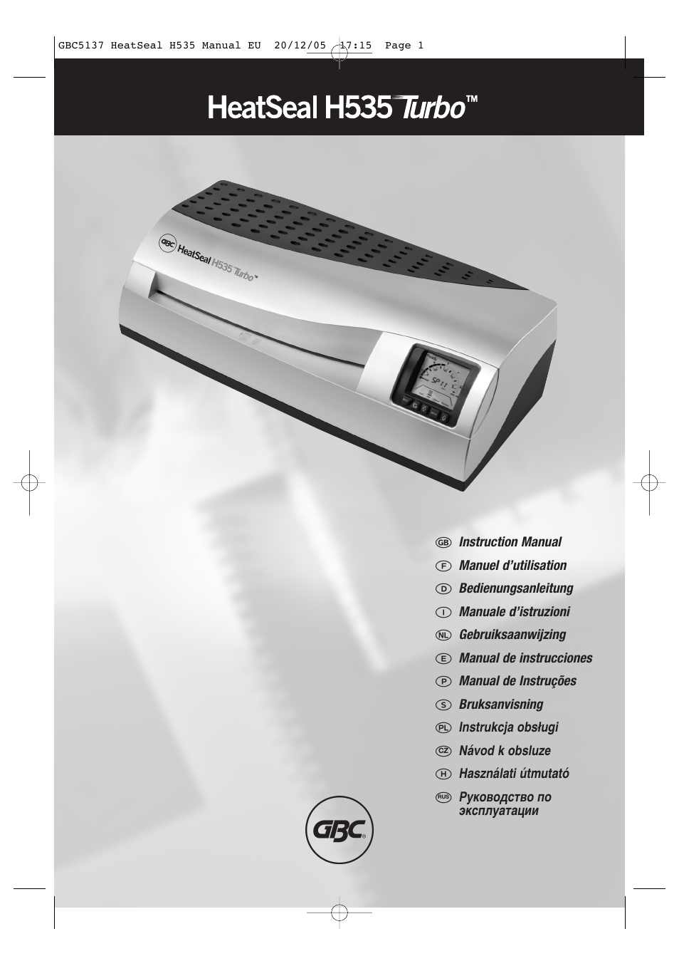 GBC H535 Turbo User Manual | 54 pages