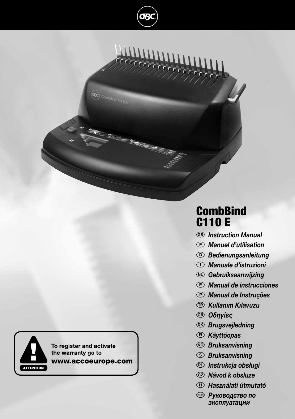 GBC C110 E User Manual | 74 pages