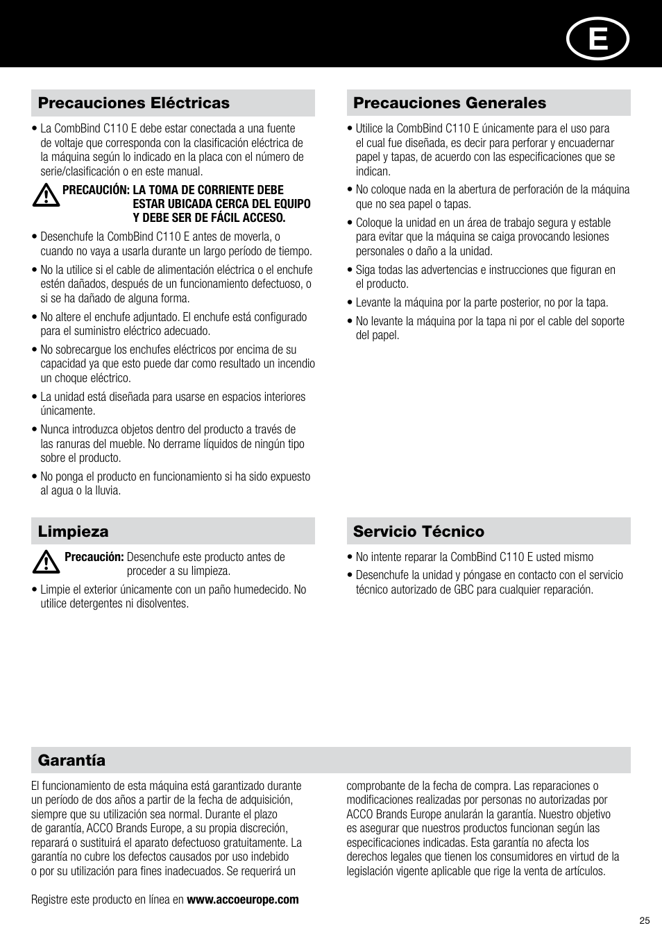 GBC C110 E User Manual | Page 25 / 74
