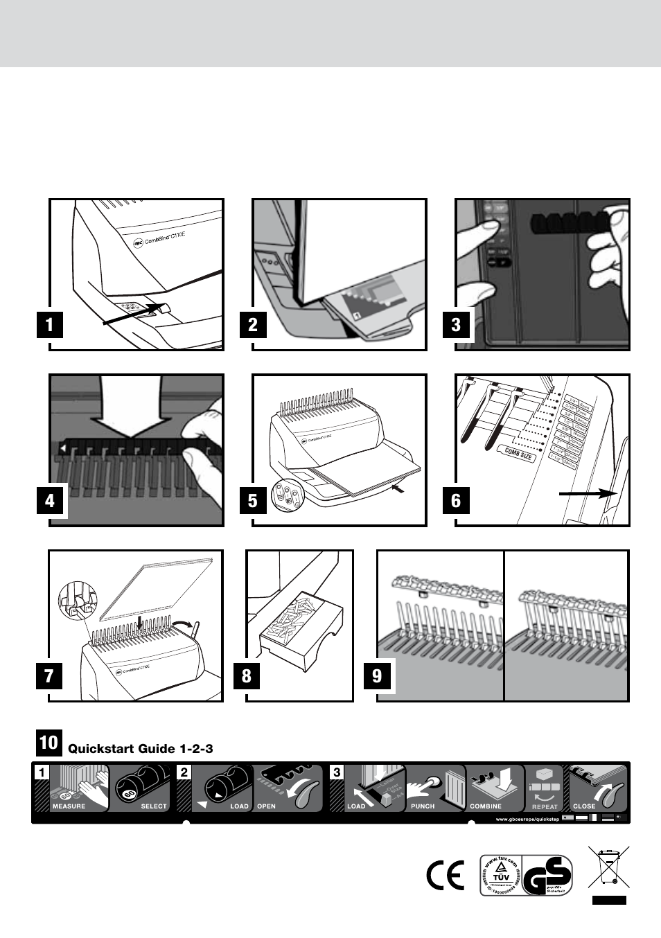 Quickstart guide 1-2-3 | GBC C110 E User Manual | Page 3 / 74