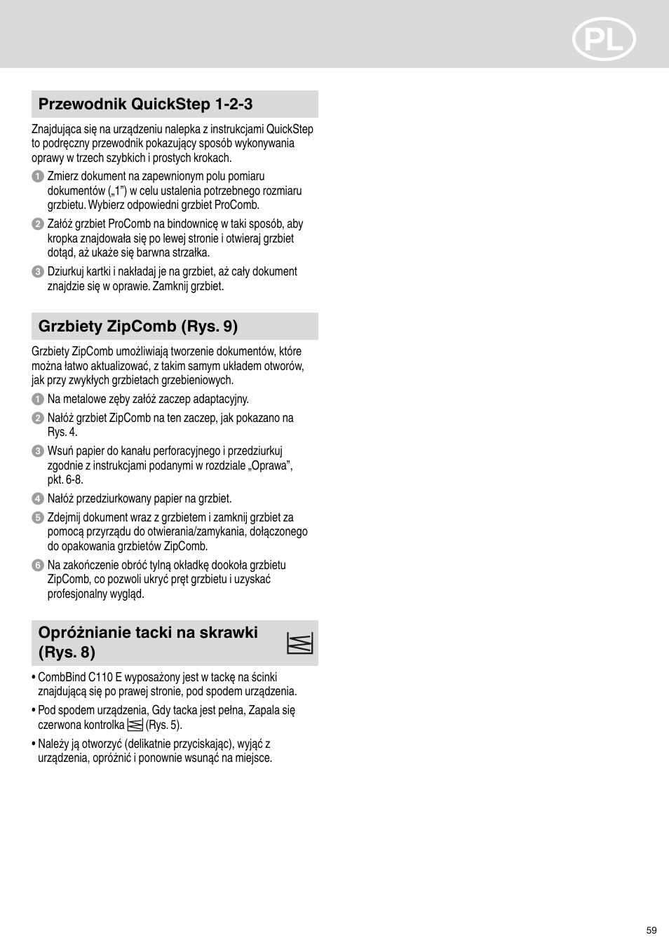 GBC C110 E User Manual | Page 59 / 74
