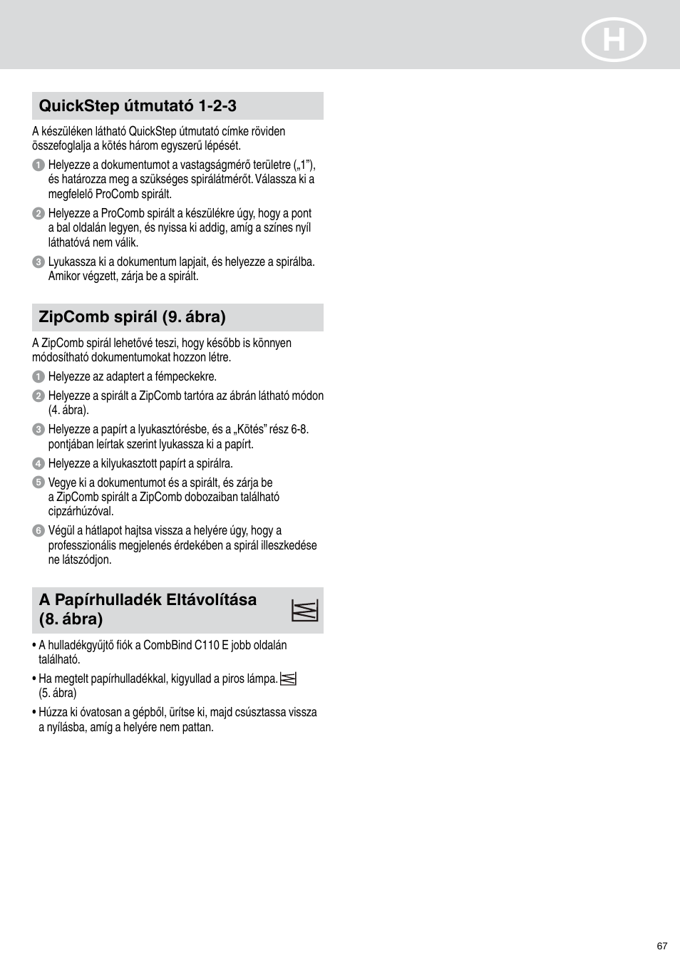 GBC C110 E User Manual | Page 67 / 74