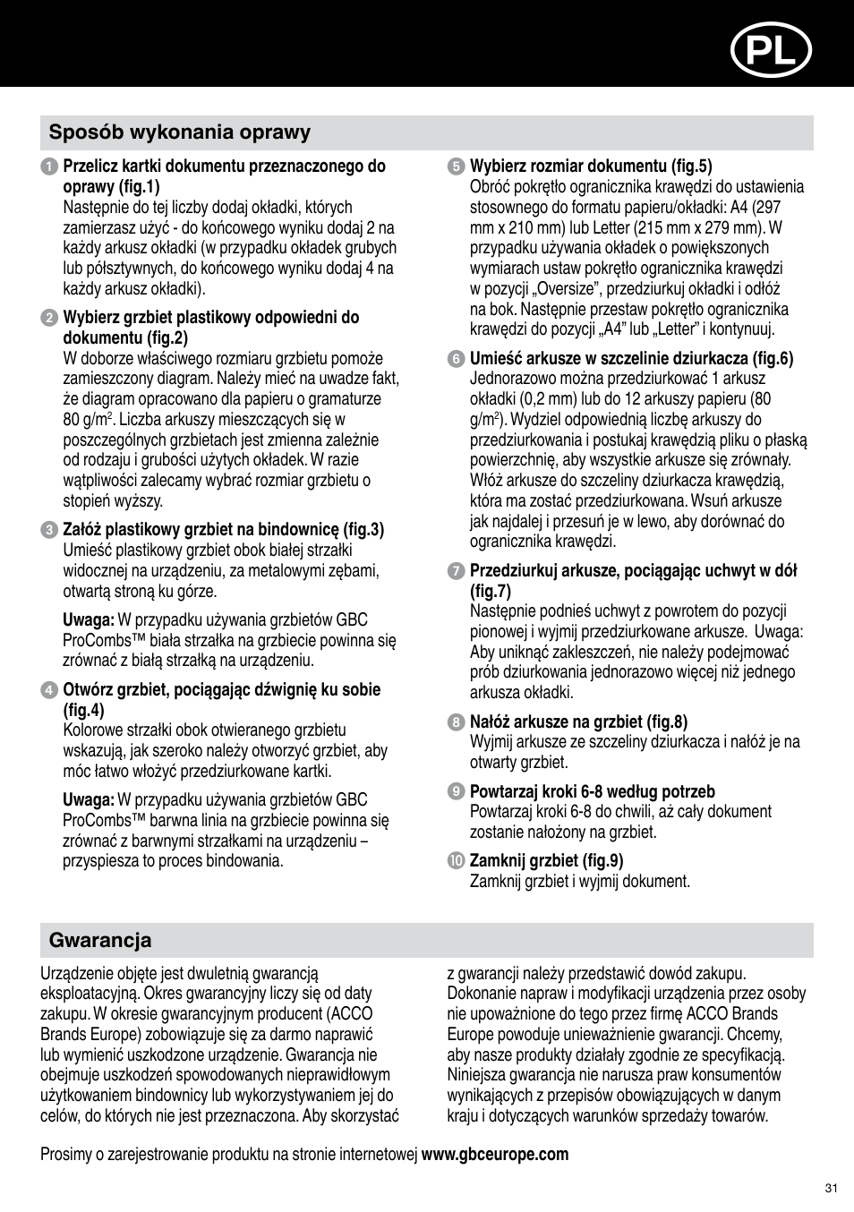 GBC C12 User Manual | Page 31 / 40