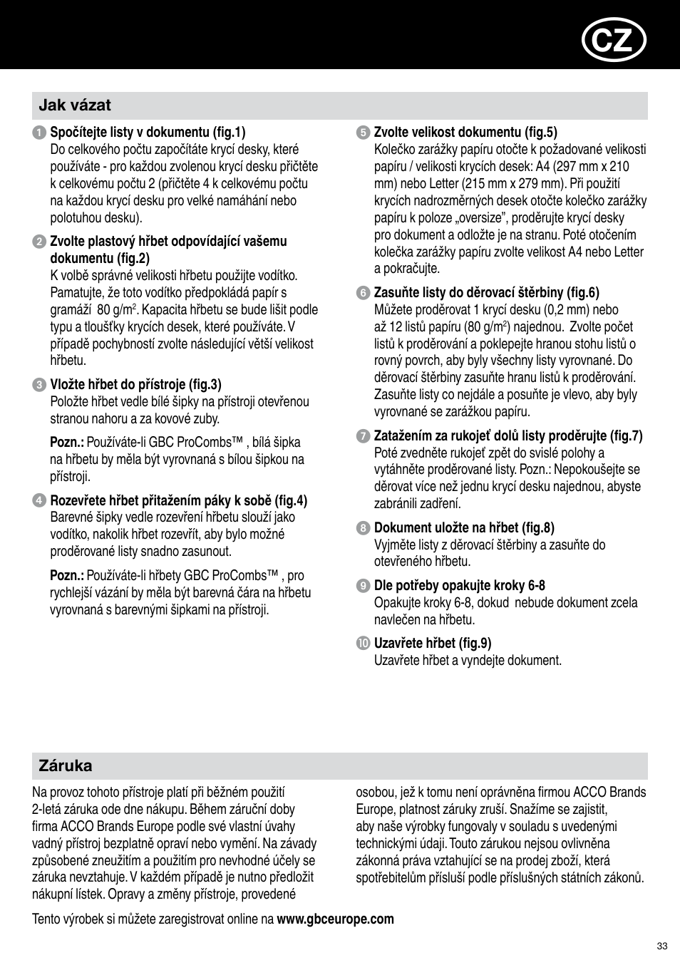 GBC C12 User Manual | Page 33 / 40