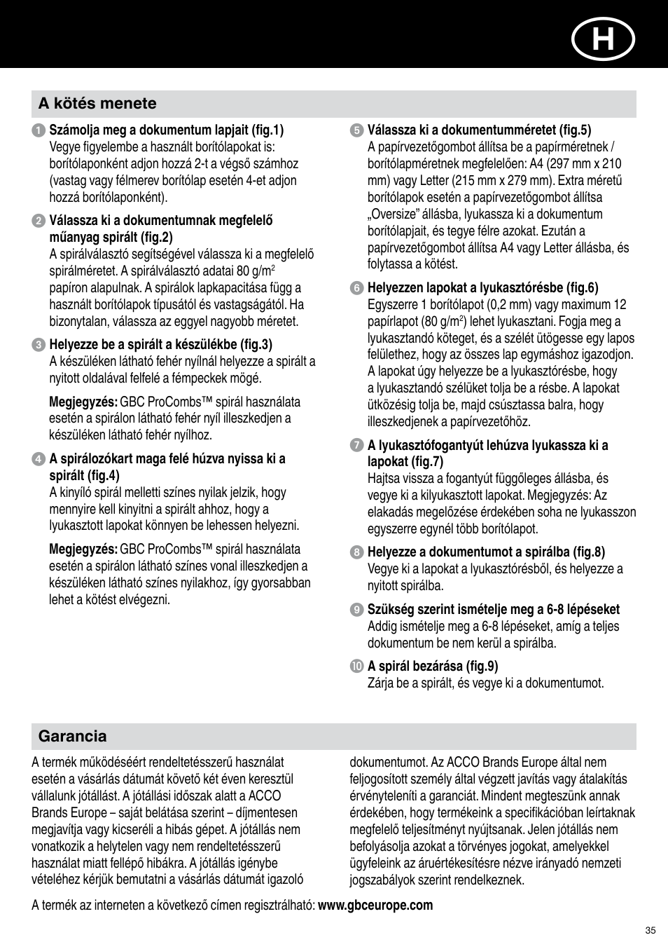 GBC C12 User Manual | Page 35 / 40