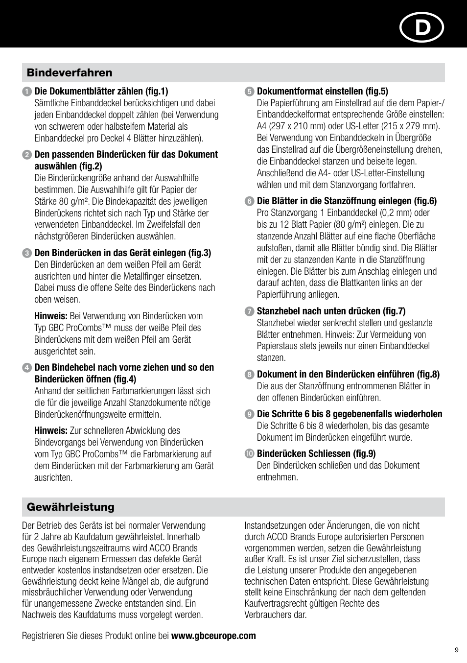 GBC C12 User Manual | Page 9 / 40