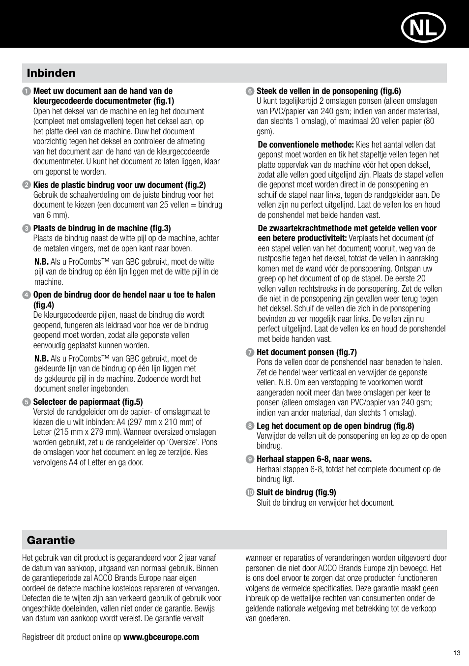 GBC C20 User Manual | Page 13 / 40
