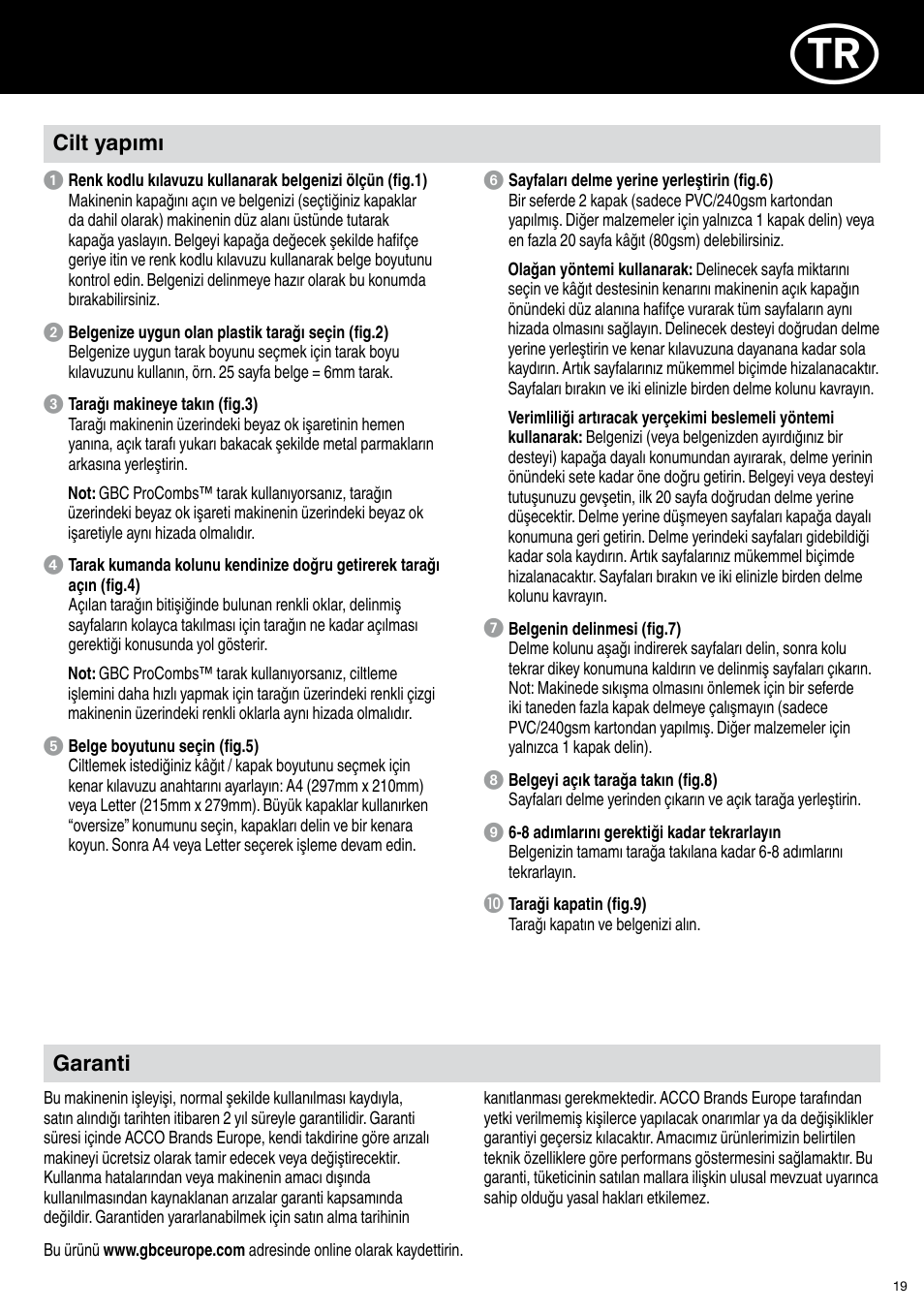 GBC C20 User Manual | Page 19 / 40