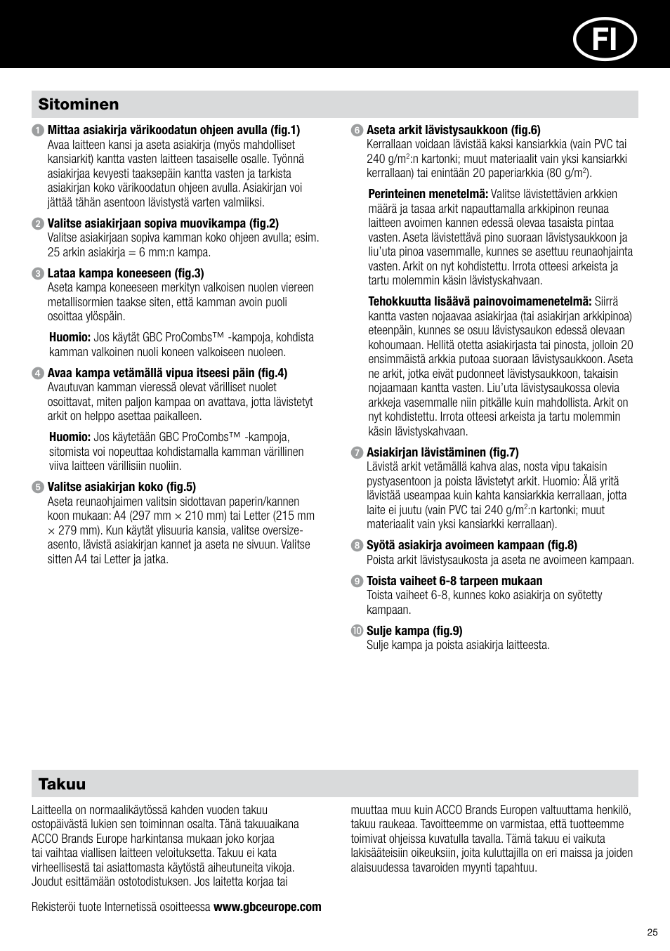 GBC C20 User Manual | Page 25 / 40