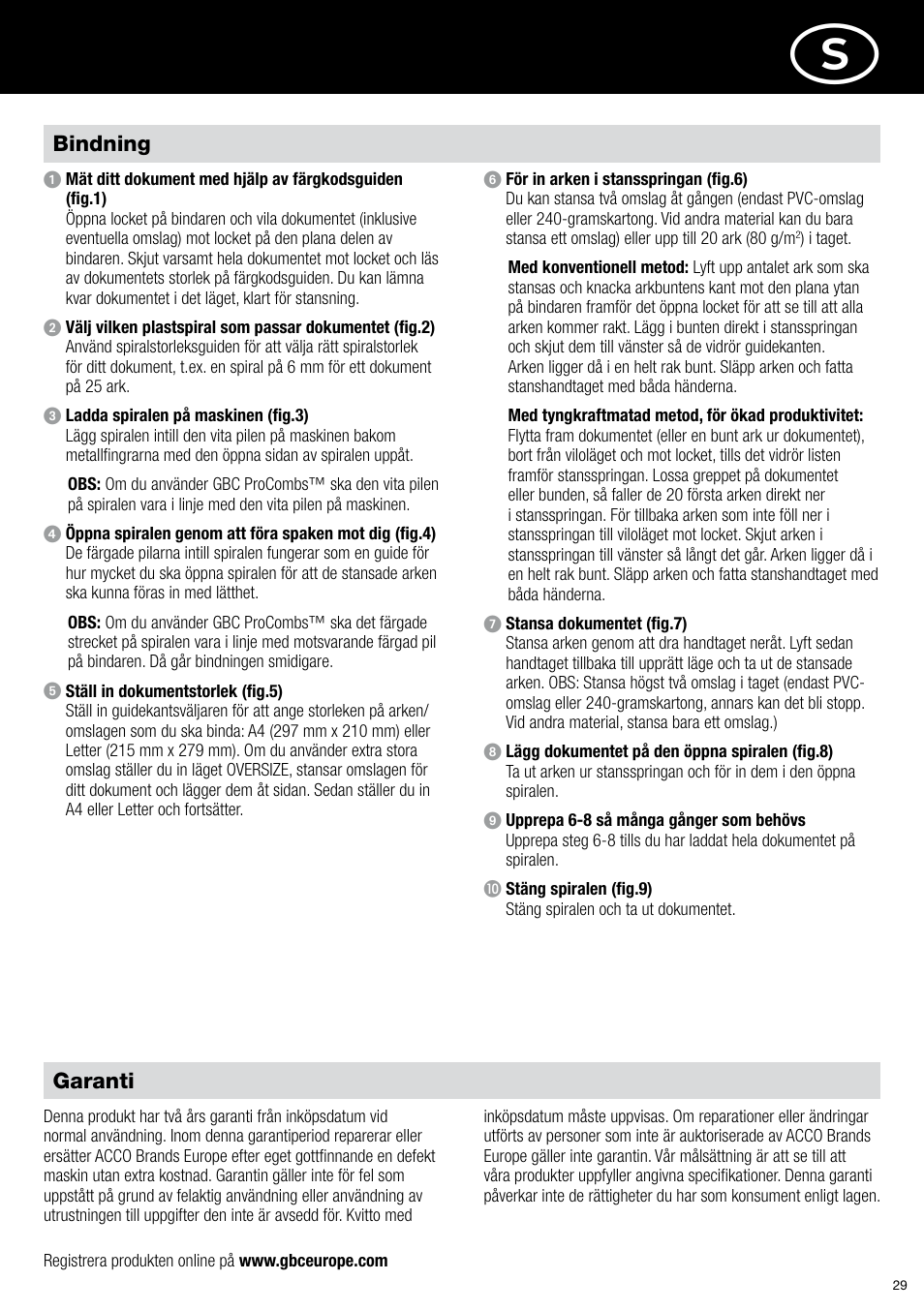 GBC C20 User Manual | Page 29 / 40