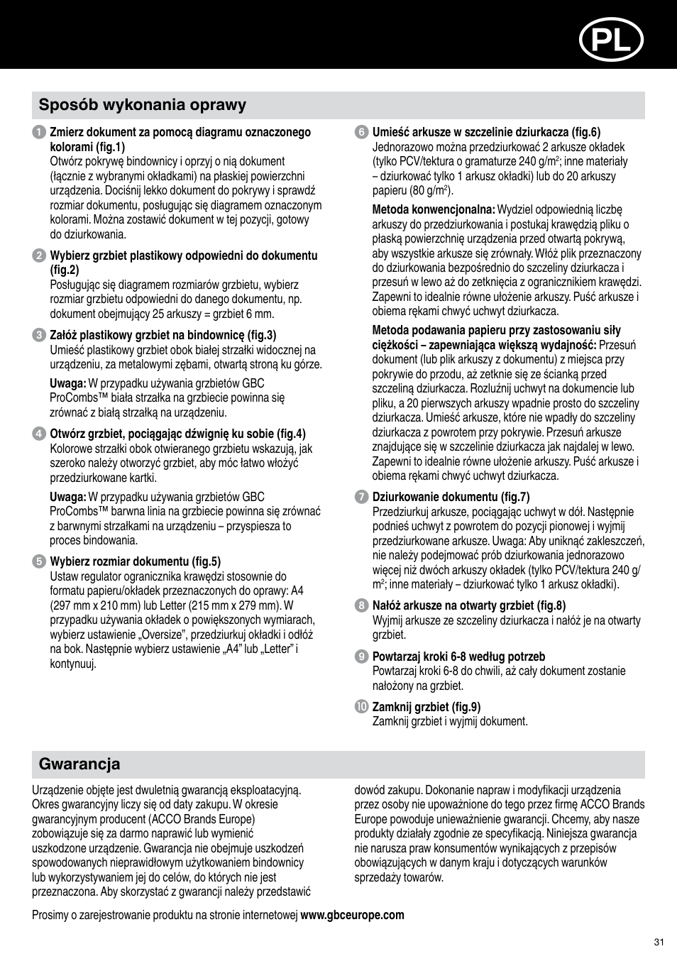 GBC C20 User Manual | Page 31 / 40