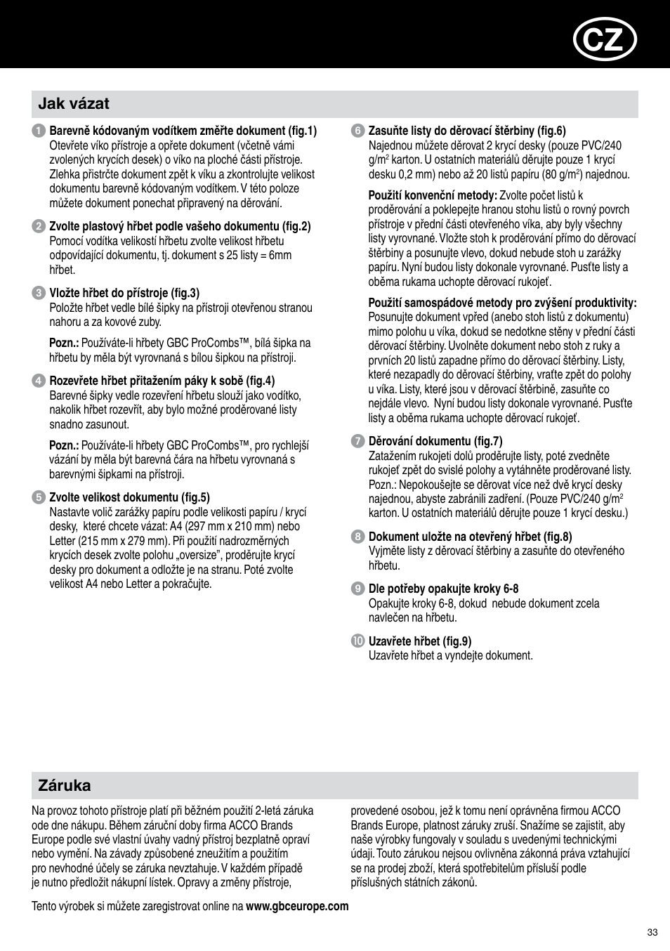 GBC C20 User Manual | Page 33 / 40