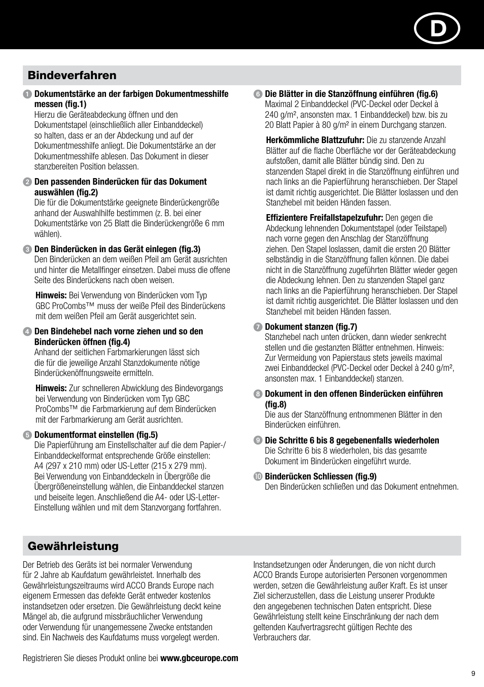 GBC C20 User Manual | Page 9 / 40