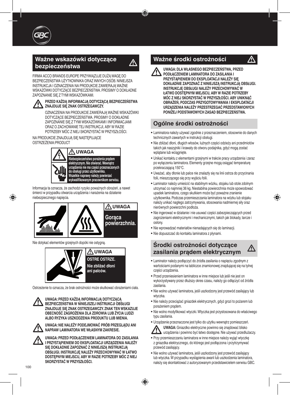 GBC AutoUltima Pro Laminator User Manual | Page 100 / 150