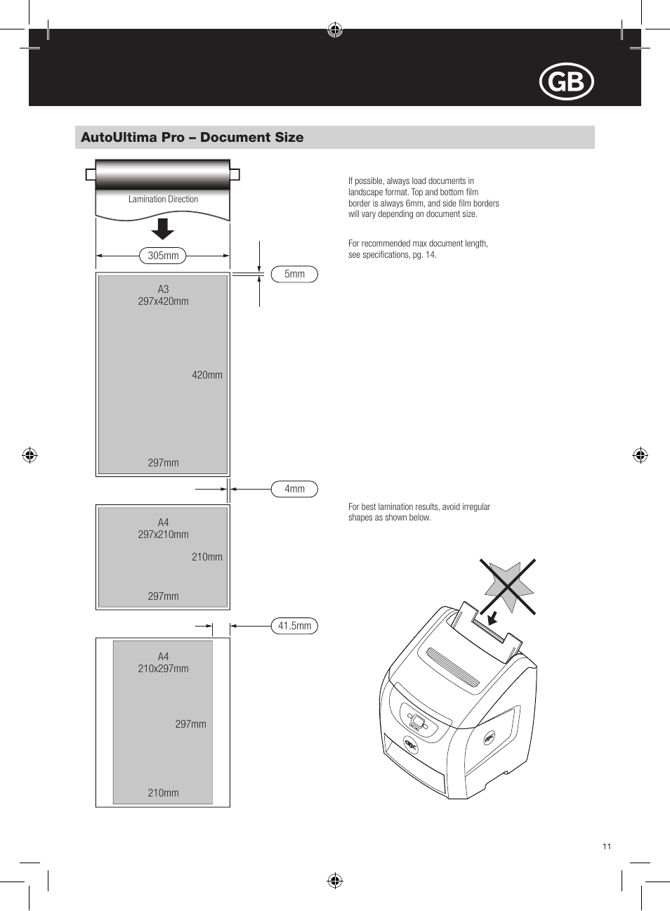 GBC AutoUltima Pro Laminator User Manual | Page 11 / 150