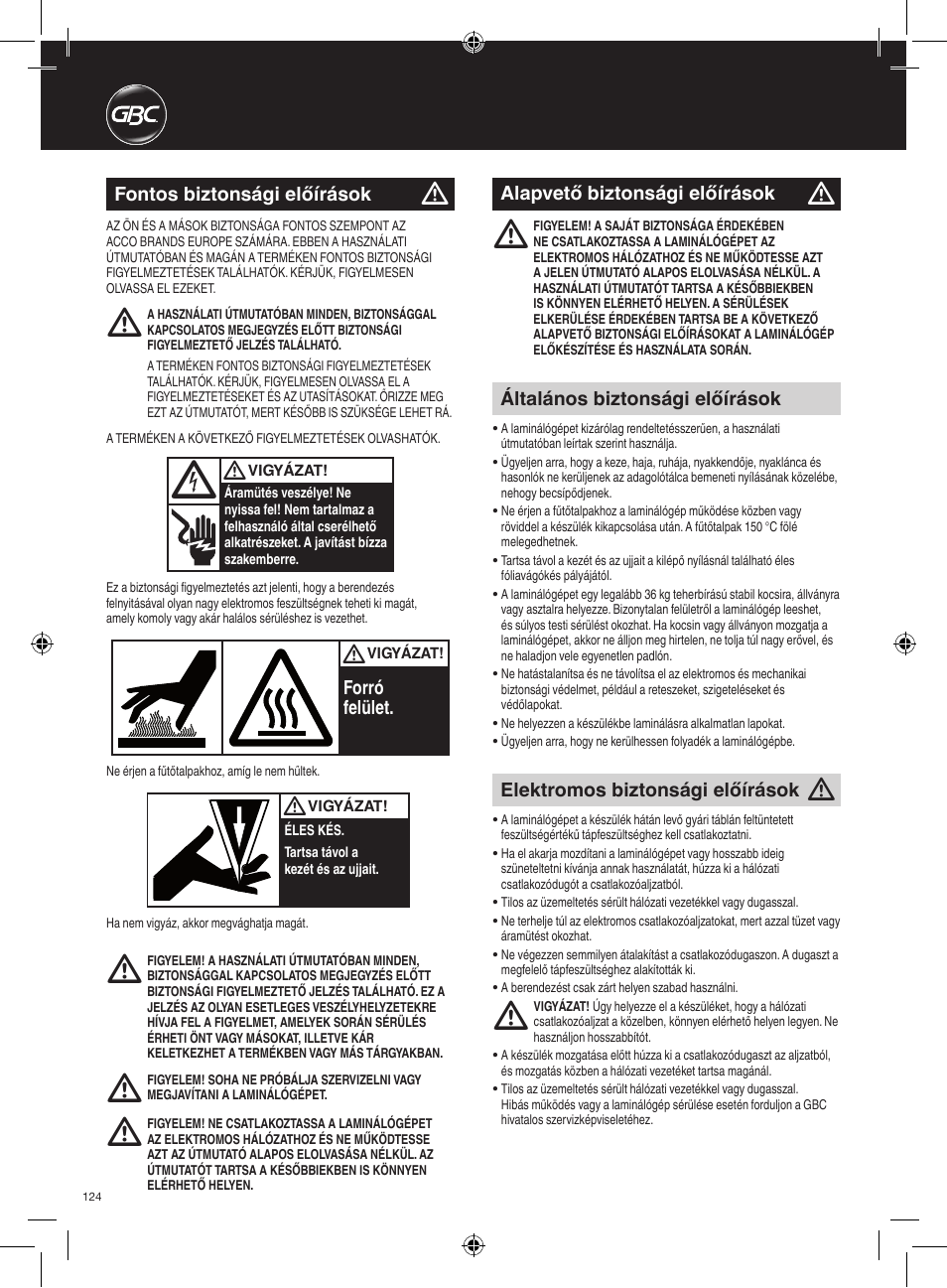 GBC AutoUltima Pro Laminator User Manual | Page 124 / 150