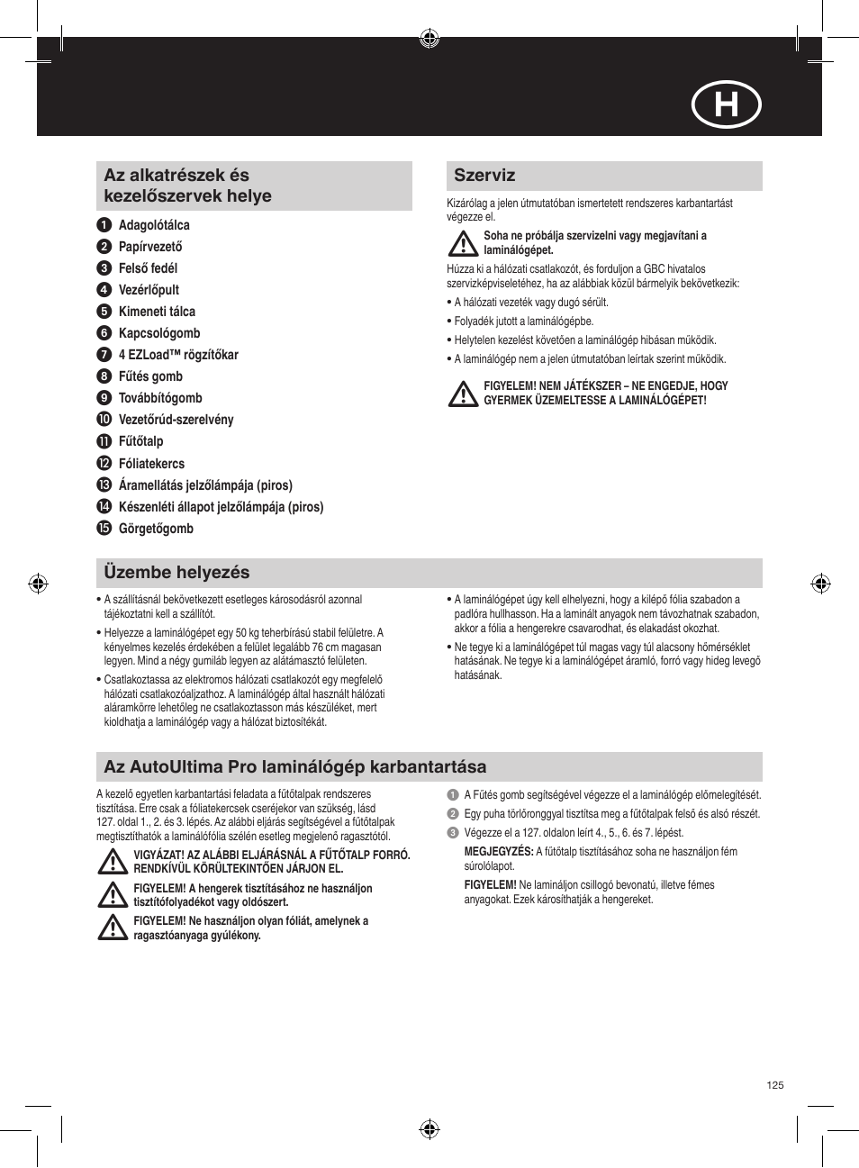 GBC AutoUltima Pro Laminator User Manual | Page 125 / 150