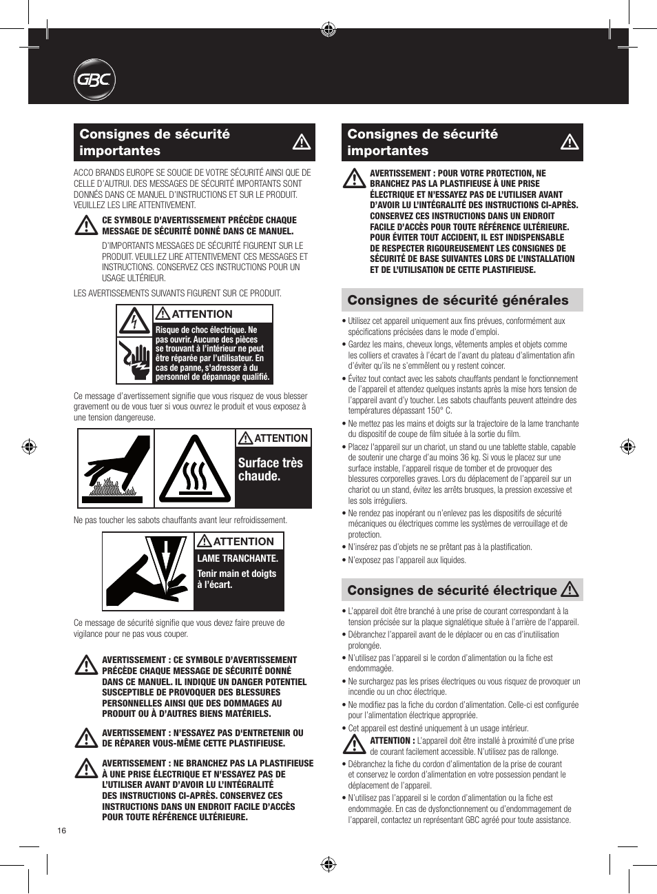 GBC AutoUltima Pro Laminator User Manual | Page 16 / 150