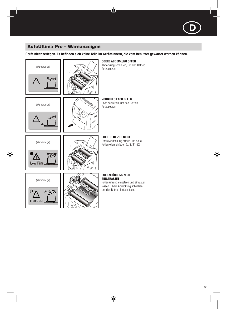 GBC AutoUltima Pro Laminator User Manual | Page 33 / 150