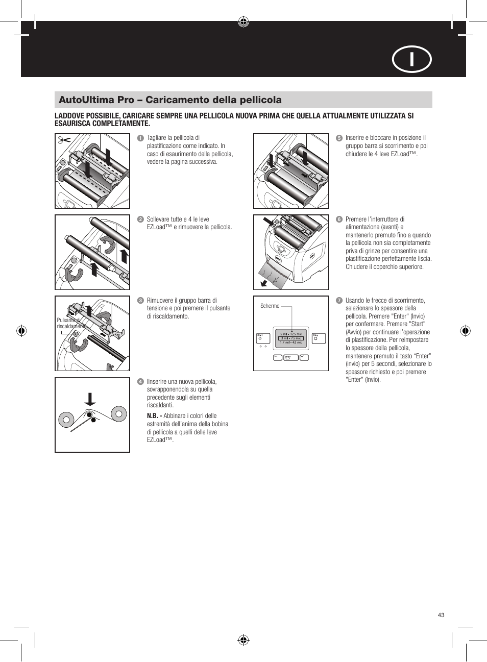 Autoultima pro – caricamento della pellicola | GBC AutoUltima Pro Laminator User Manual | Page 43 / 150