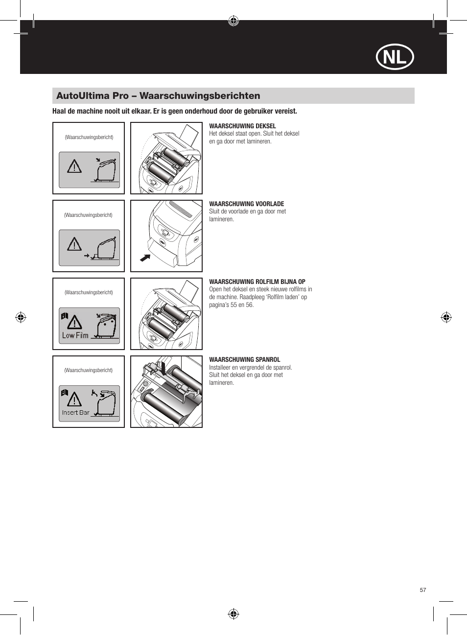 GBC AutoUltima Pro Laminator User Manual | Page 57 / 150