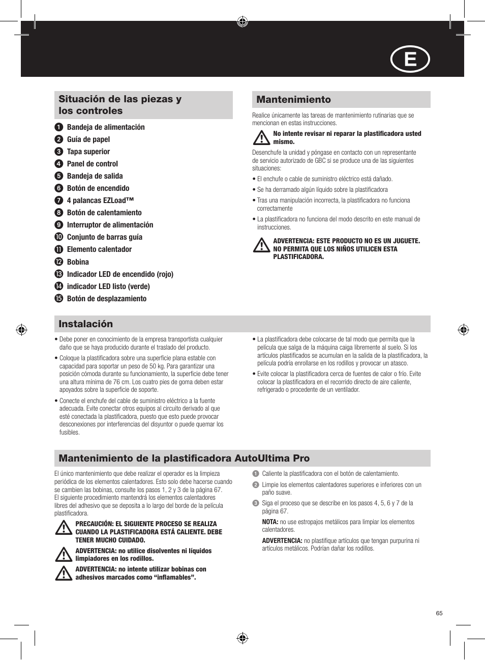 M m m | GBC AutoUltima Pro Laminator User Manual | Page 65 / 150