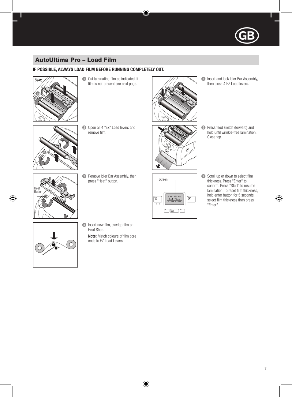 Autoultima pro – load film | GBC AutoUltima Pro Laminator User Manual | Page 7 / 150