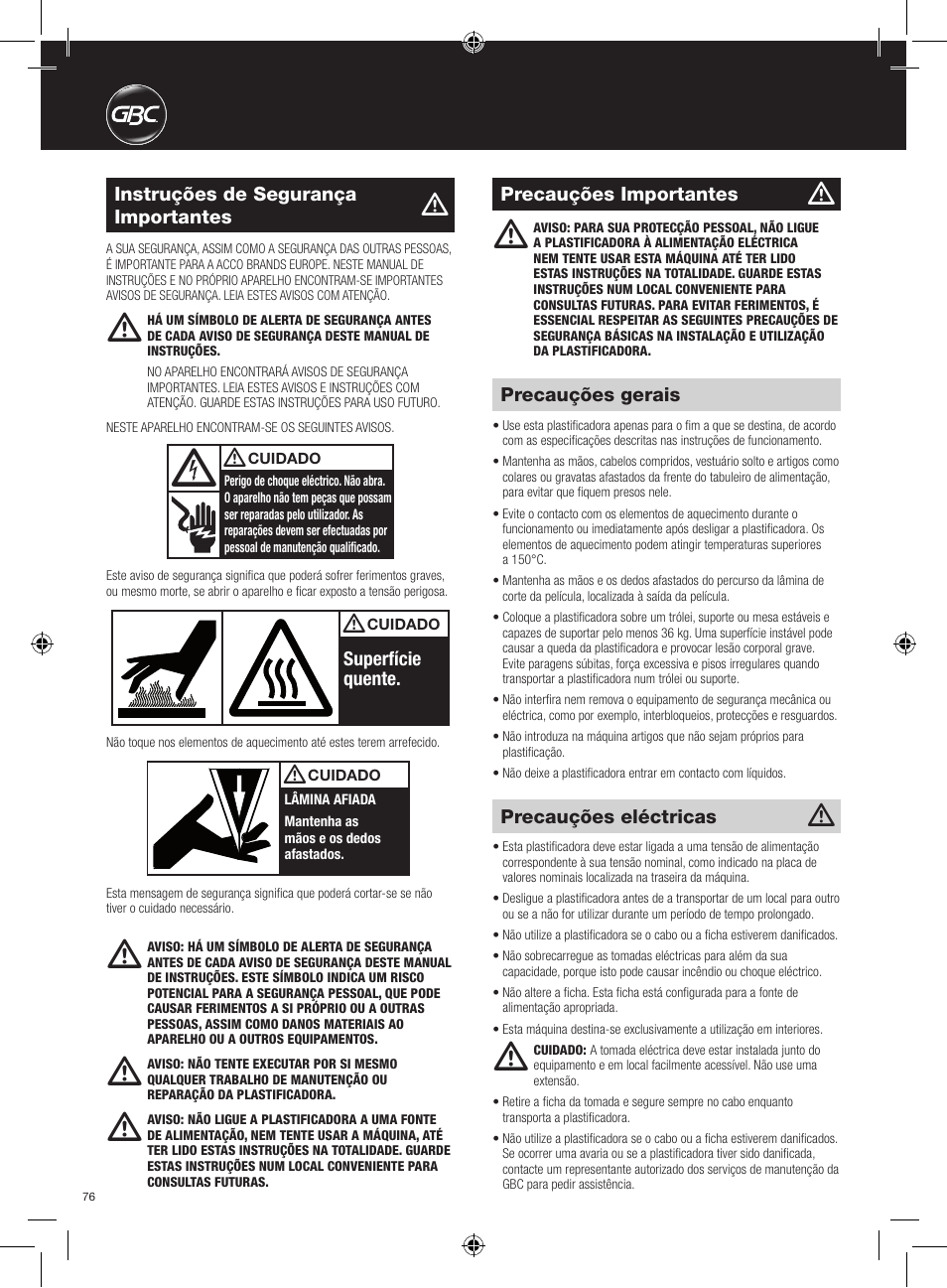 GBC AutoUltima Pro Laminator User Manual | Page 76 / 150