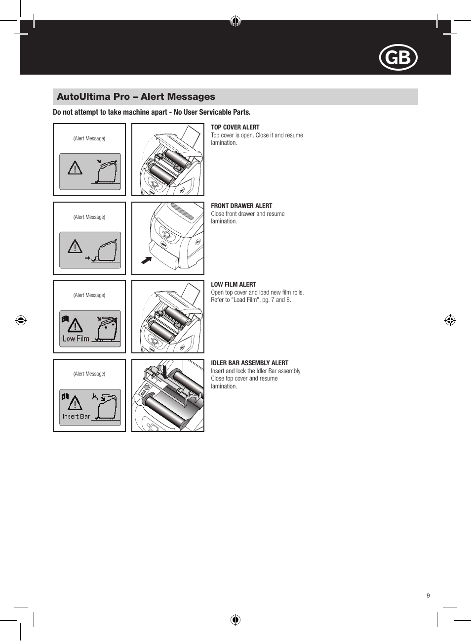 GBC AutoUltima Pro Laminator User Manual | Page 9 / 150