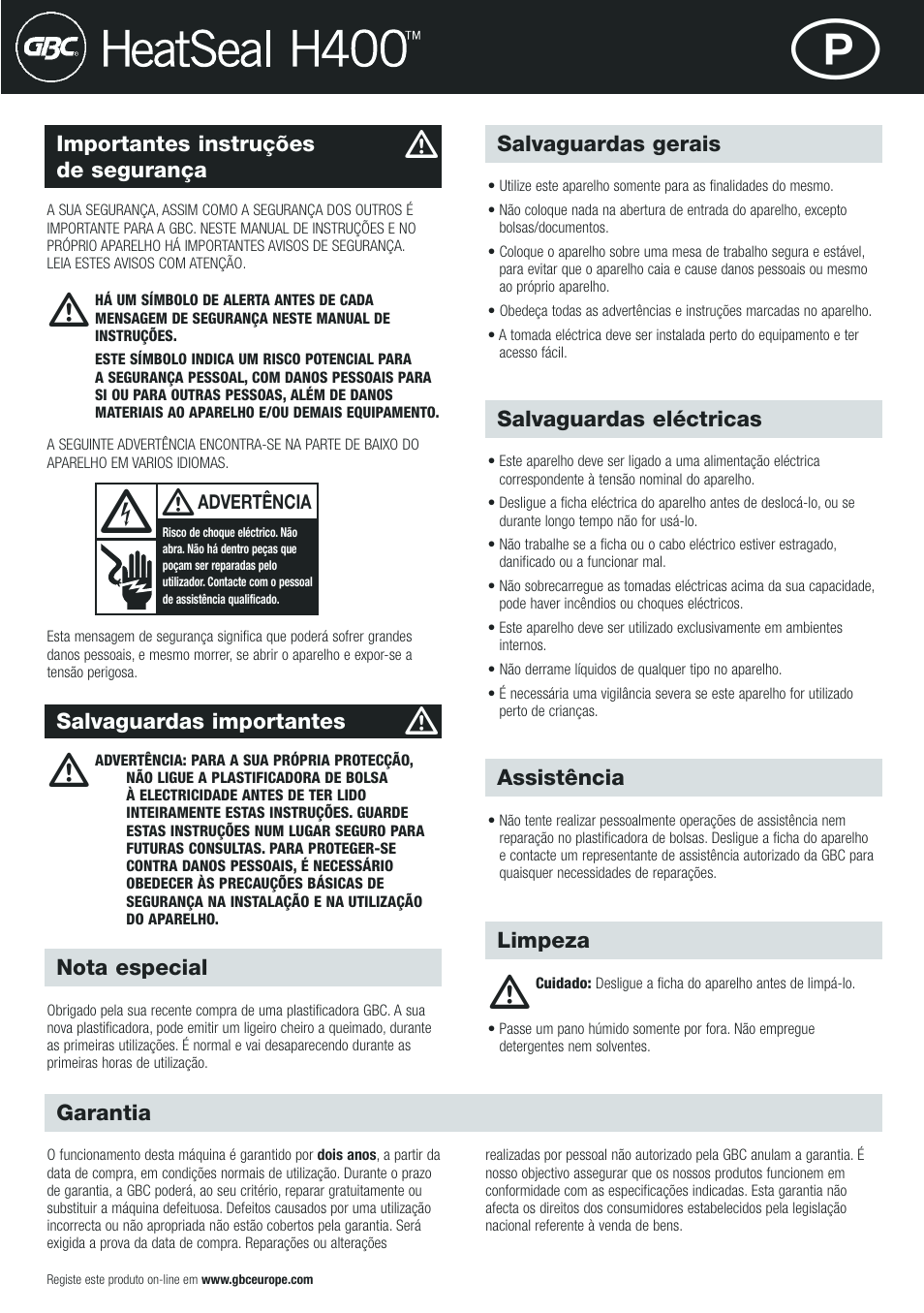 GBC H400 User Manual | Page 15 / 28