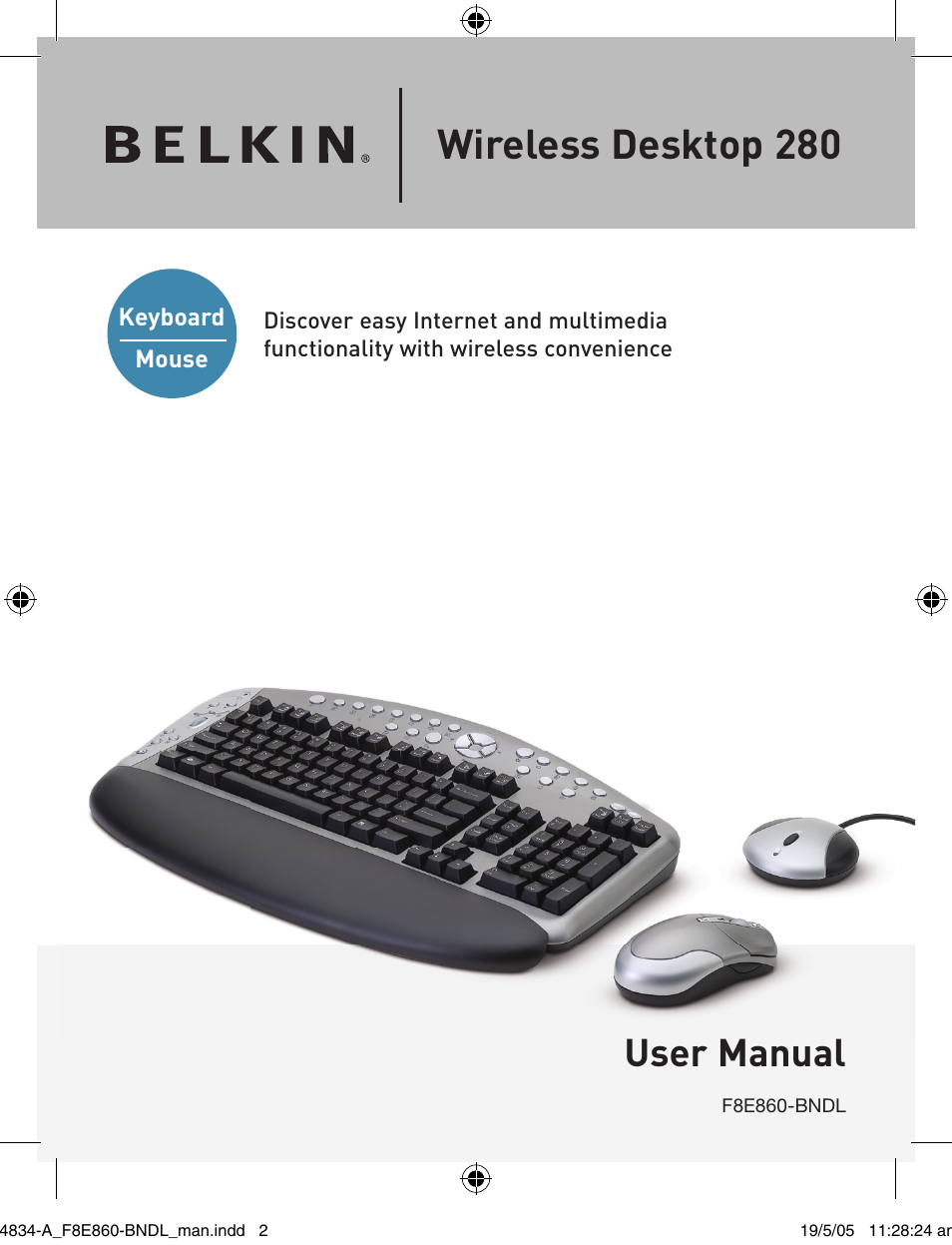 Wireless desktop 280, User manual | Belkin Wireless Desktop 280 F8E860-BNDL User Manual | Page 2 / 21