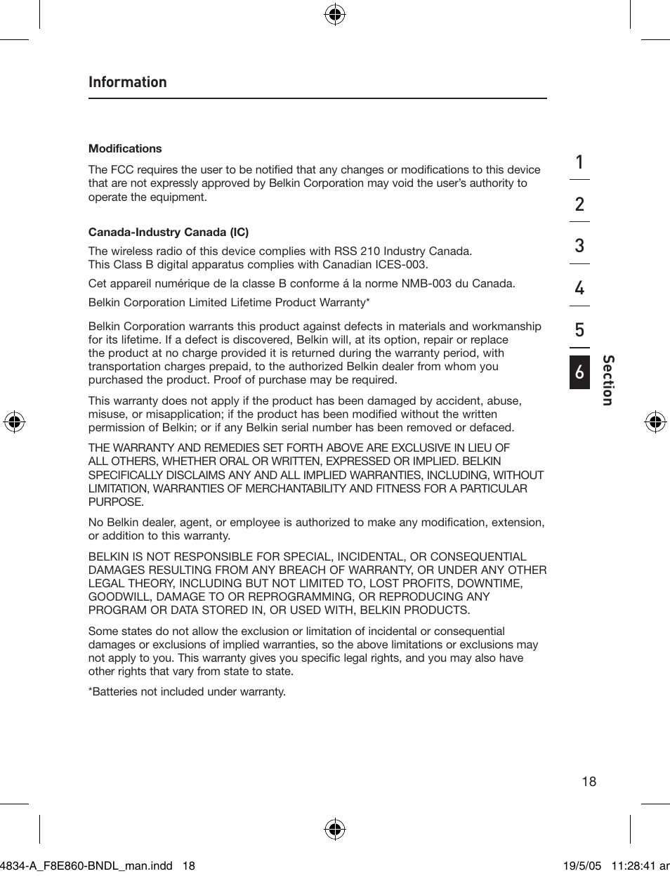 Belkin Wireless Desktop 280 F8E860-BNDL User Manual | Page 21 / 21