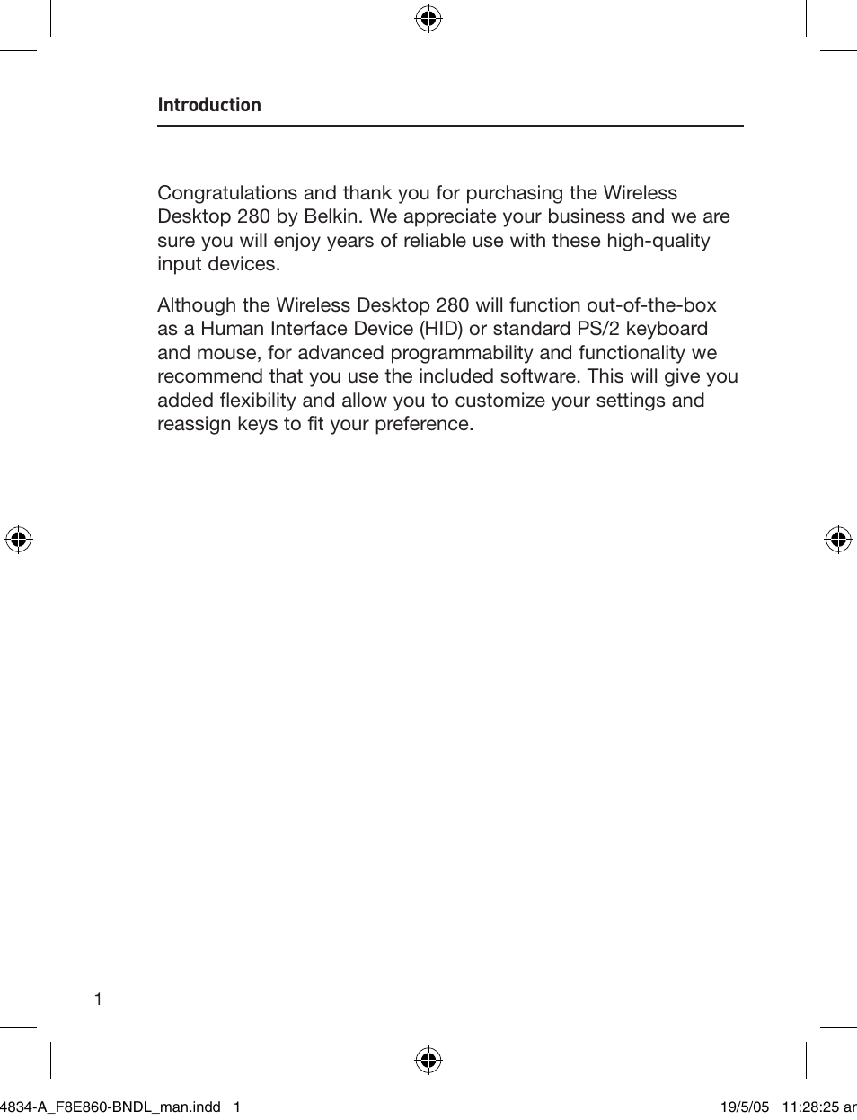Belkin Wireless Desktop 280 F8E860-BNDL User Manual | Page 4 / 21