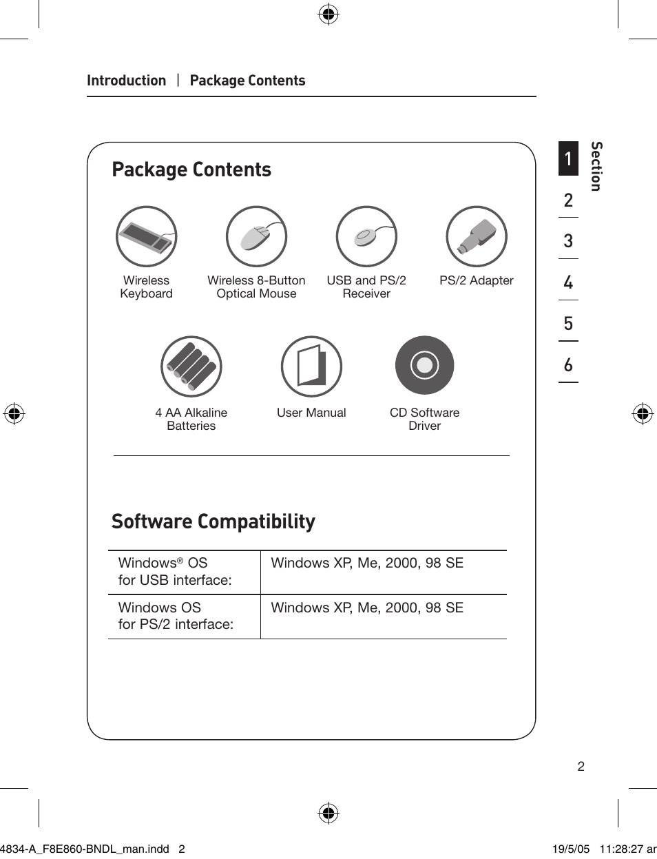 Package contents software compatibility | Belkin Wireless Desktop 280 F8E860-BNDL User Manual | Page 5 / 21