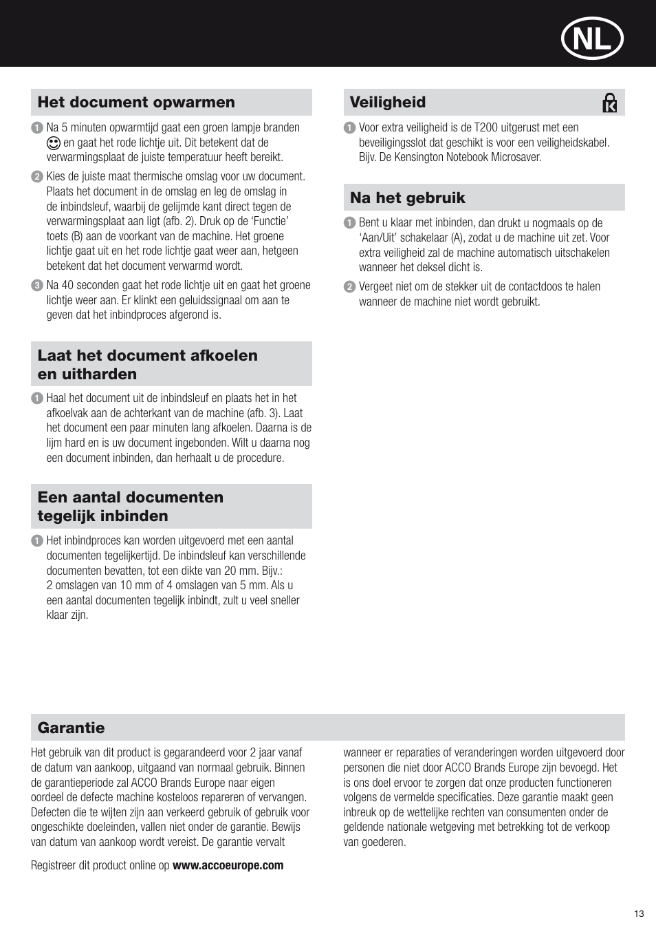 GBC T200 Thermal Binder User Manual | Page 13 / 38