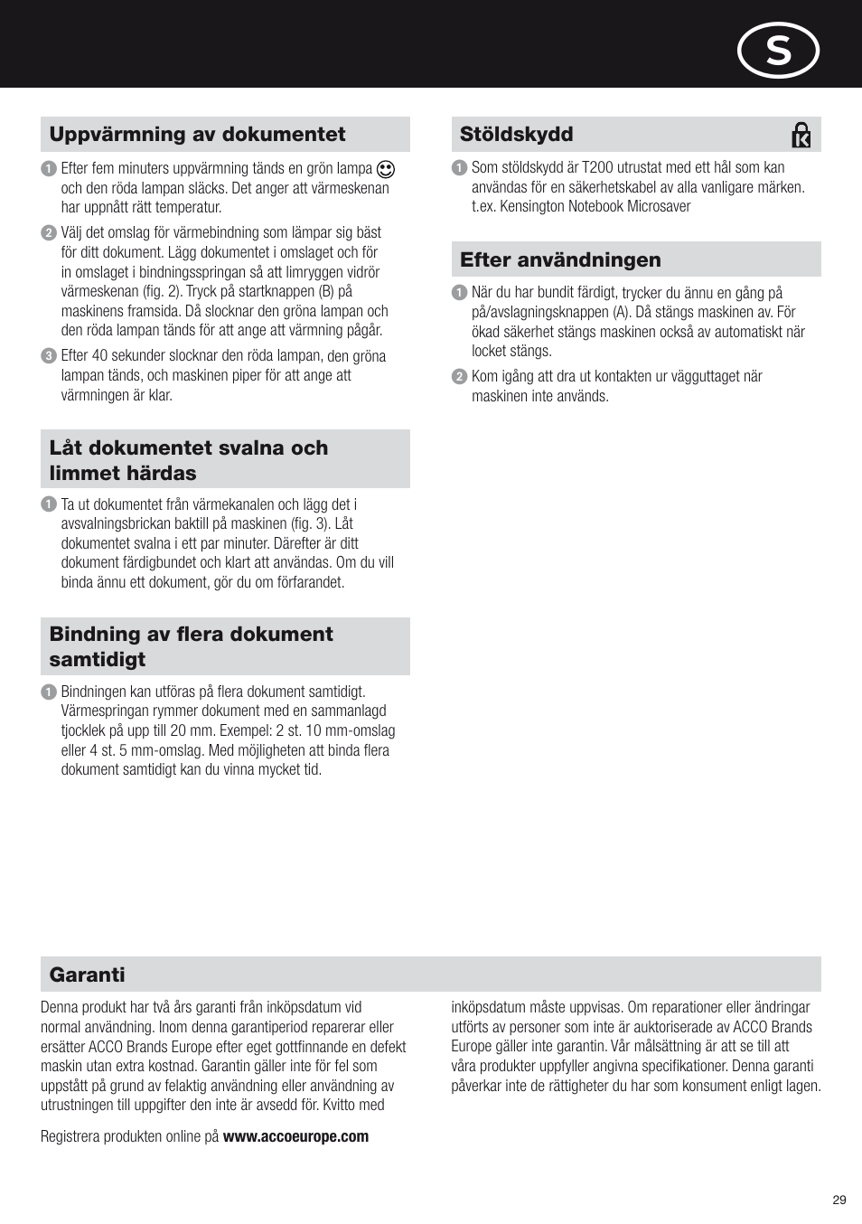 GBC T200 Thermal Binder User Manual | Page 29 / 38