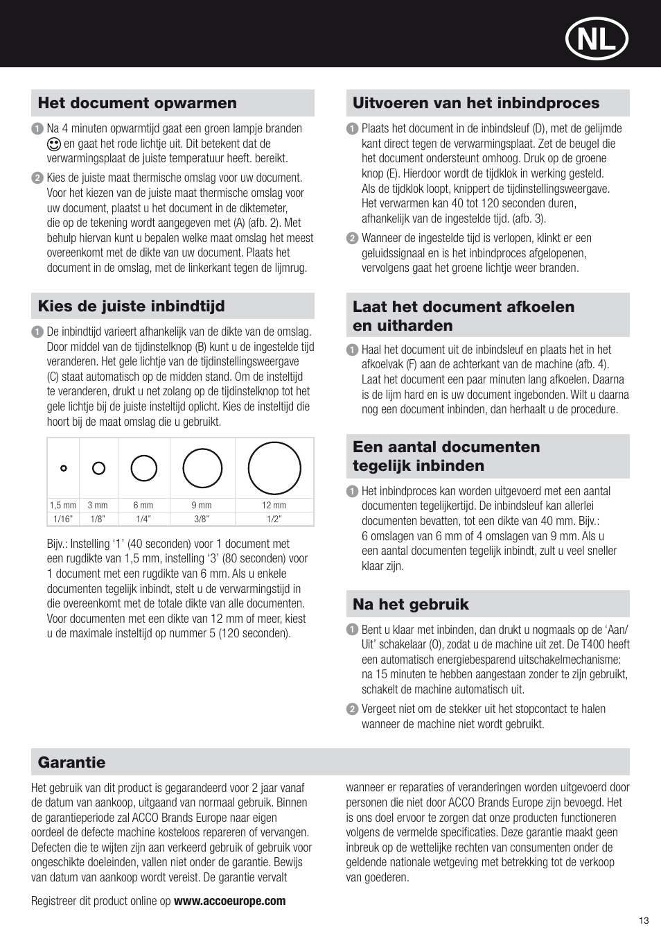 GBC T400 Thermal Binder User Manual | Page 13 / 38