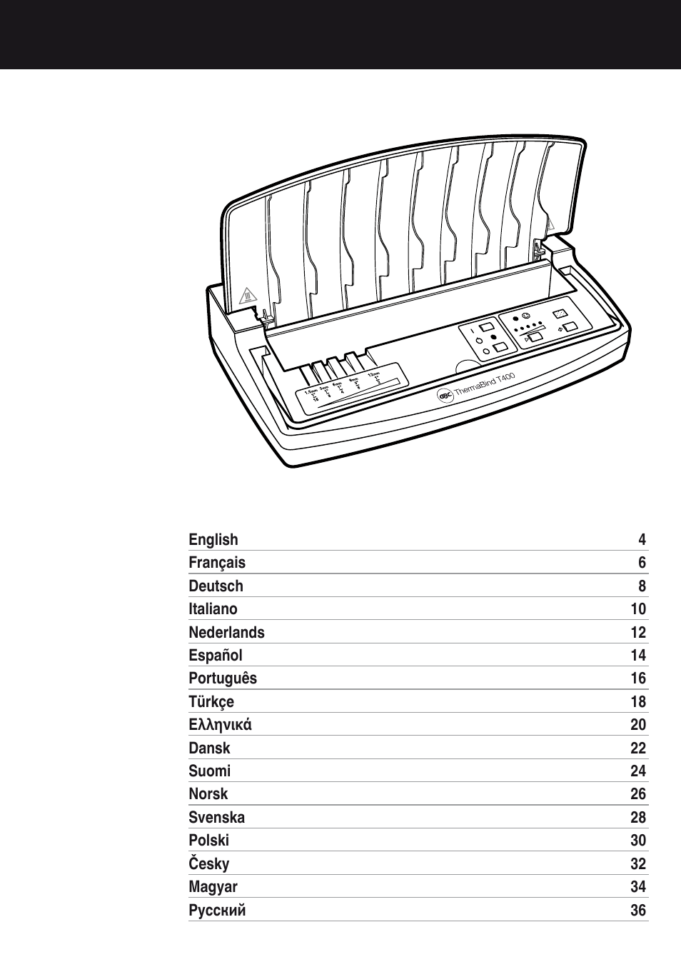 GBC T400 Thermal Binder User Manual | Page 2 / 38