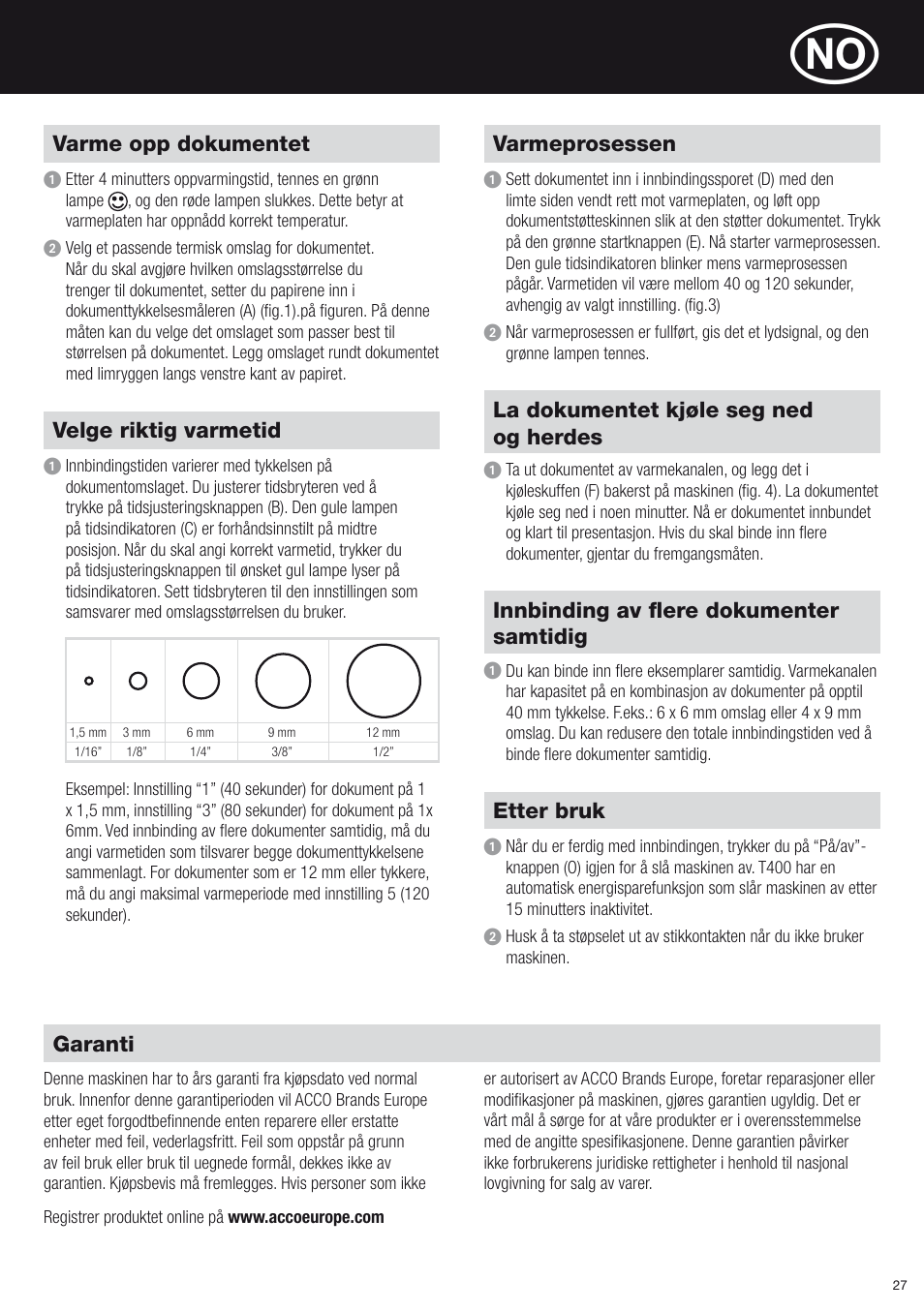 GBC T400 Thermal Binder User Manual | Page 27 / 38