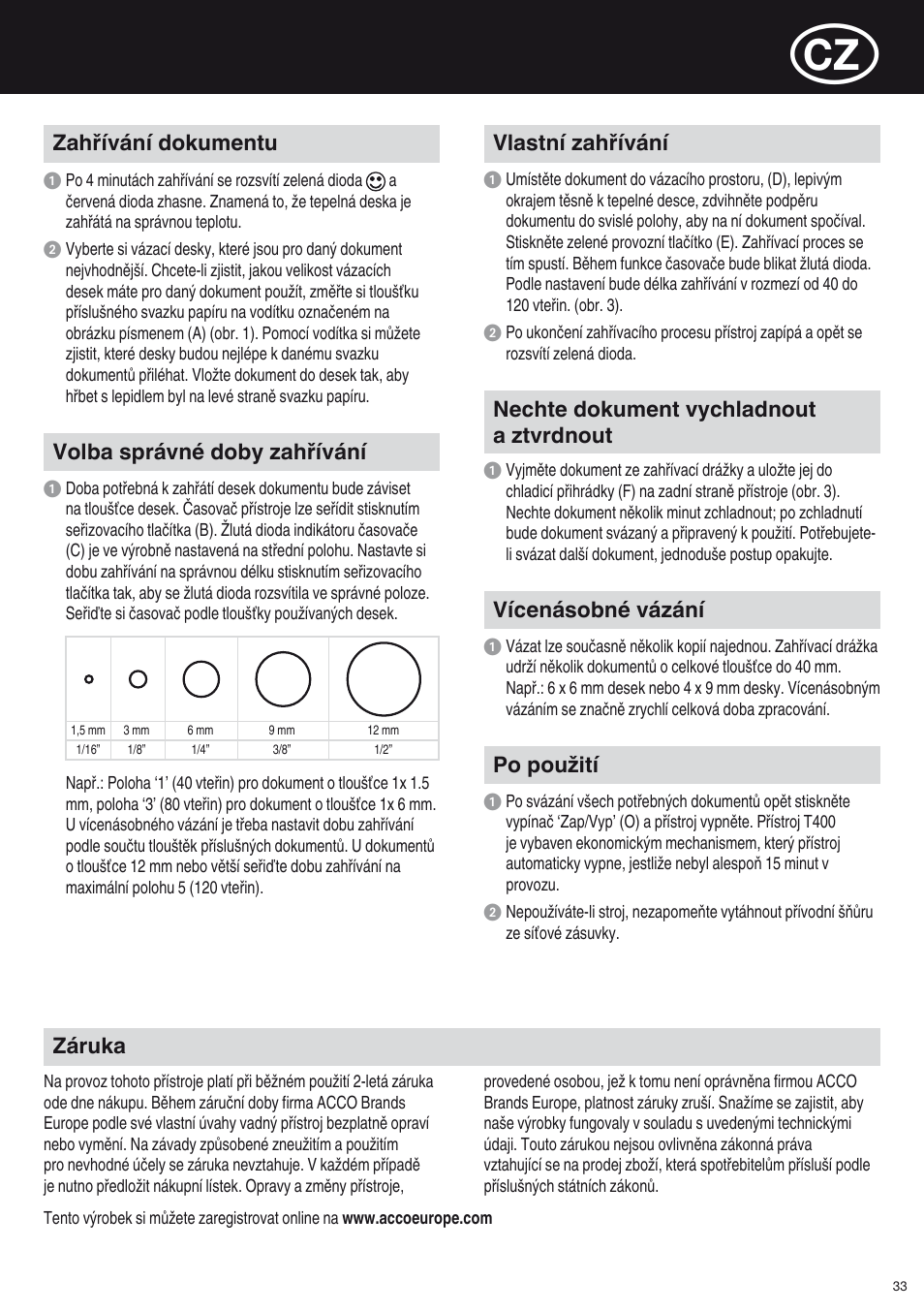 GBC T400 Thermal Binder User Manual | Page 33 / 38