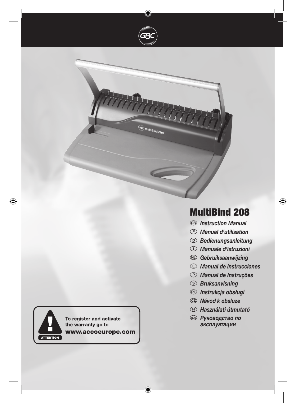 GBC 208 MultiBind User Manual | 30 pages