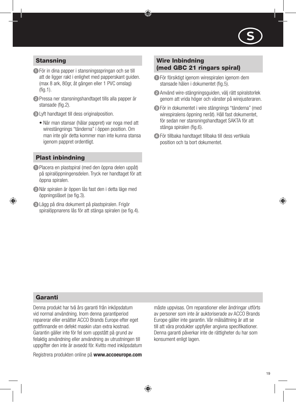 GBC 208 MultiBind User Manual | Page 19 / 30