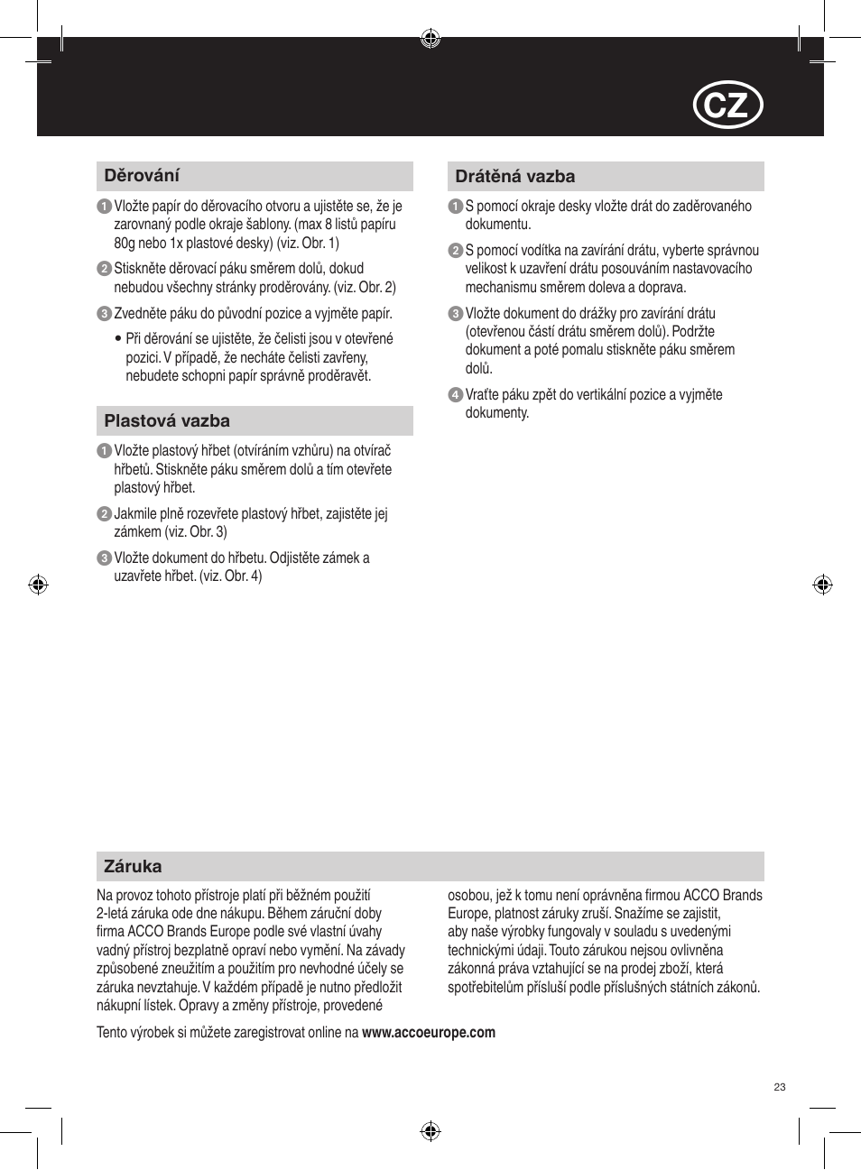 GBC 208 MultiBind User Manual | Page 23 / 30
