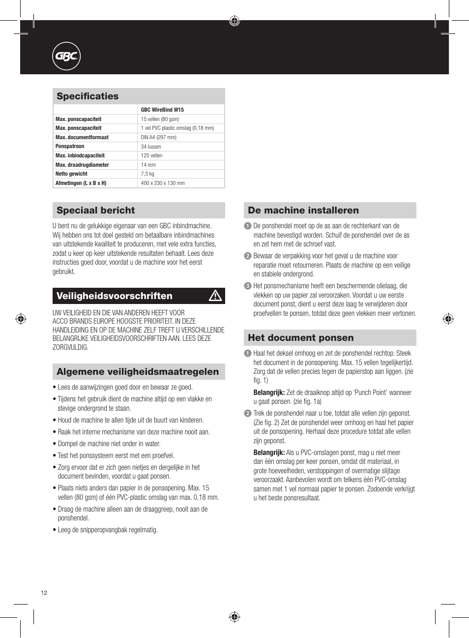 GBC W15 WireBind User Manual | Page 12 / 30
