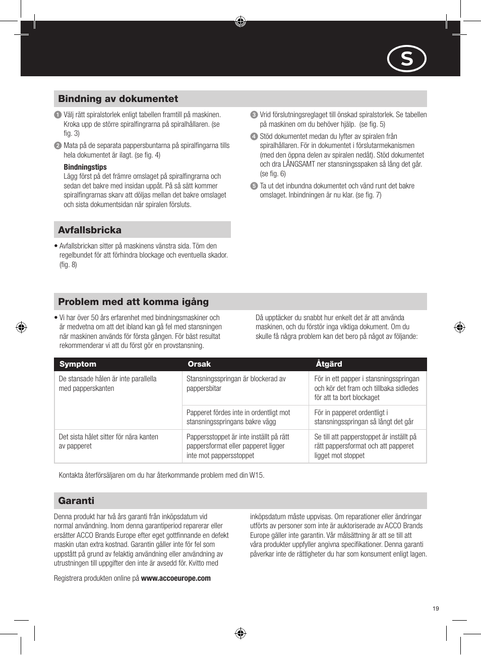 GBC W15 WireBind User Manual | Page 19 / 30