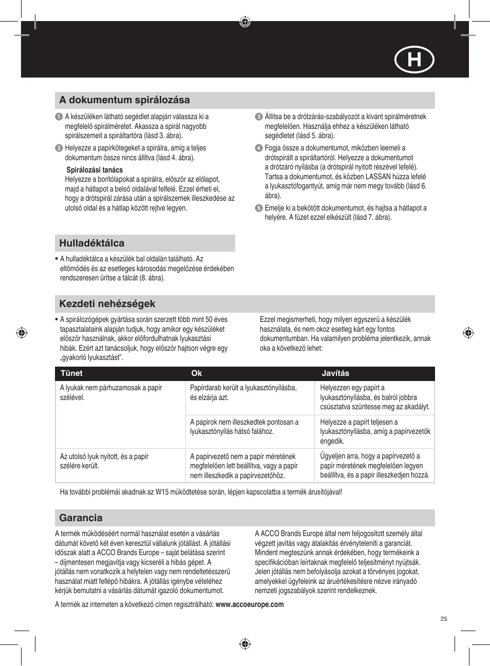 GBC W15 WireBind User Manual | Page 25 / 30