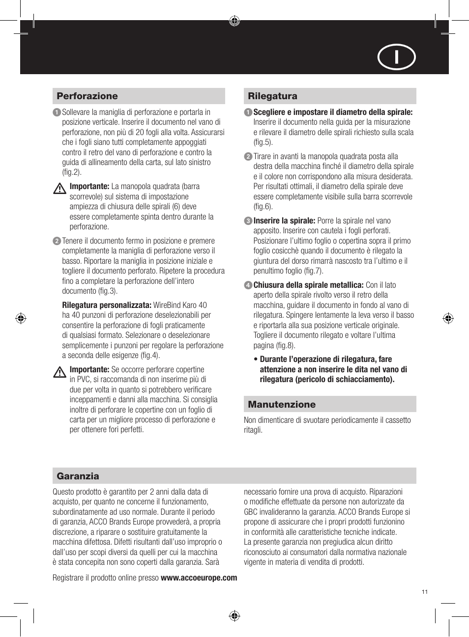 GBC 40Pro Karo User Manual | Page 11 / 38