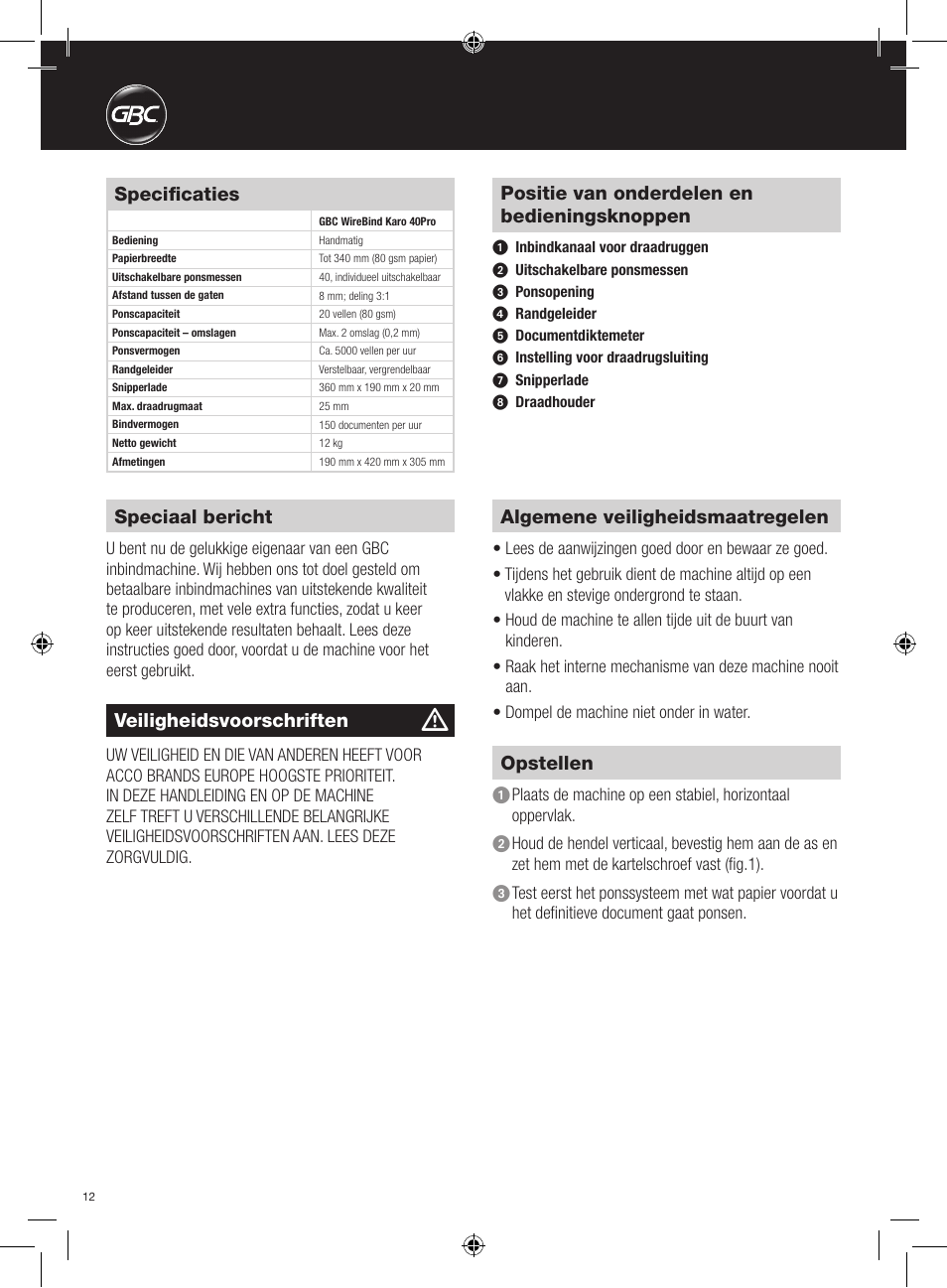 GBC 40Pro Karo User Manual | Page 12 / 38