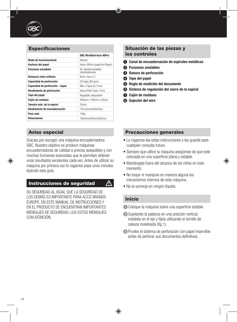 GBC 40Pro Karo User Manual | Page 14 / 38