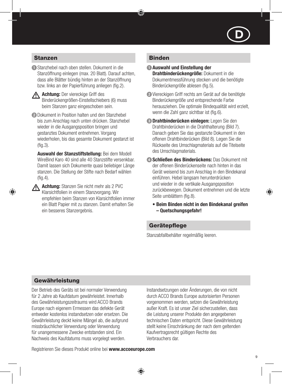 GBC 40Pro Karo User Manual | Page 9 / 38